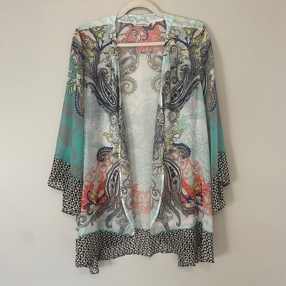 Soft Surroundings Colorful Paisley Open Cardigan - Picture 1 of 6